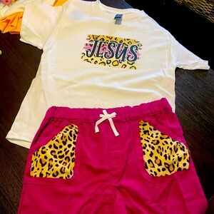Faith based short & tee outfit set for girls